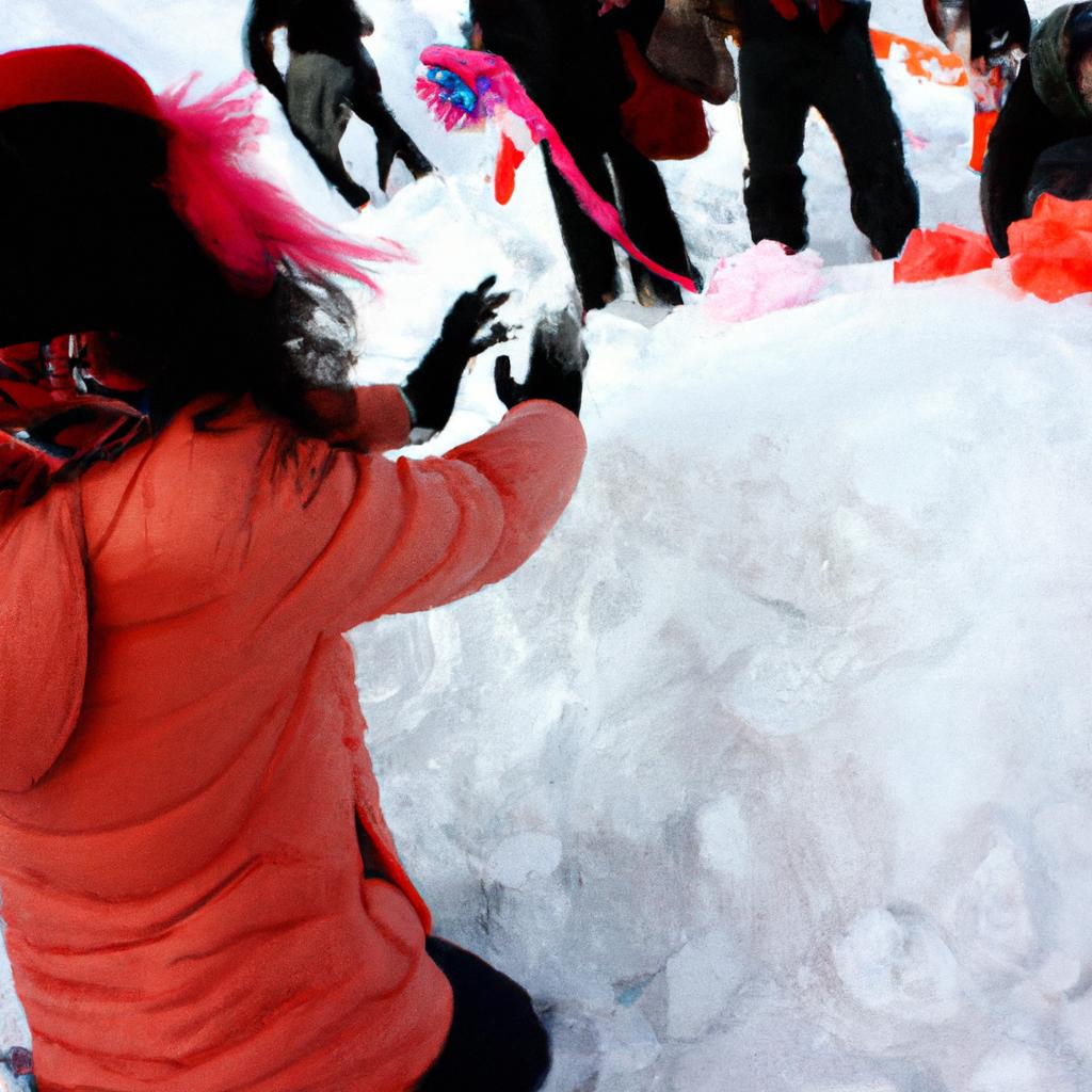 Person enjoying snow festival activities