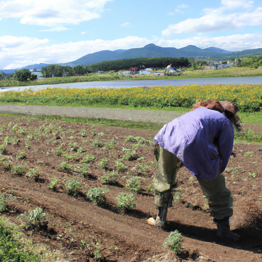 Person farming in Furano