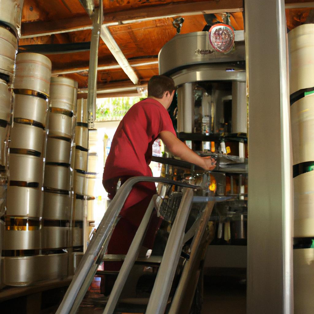 Person working in wine factory