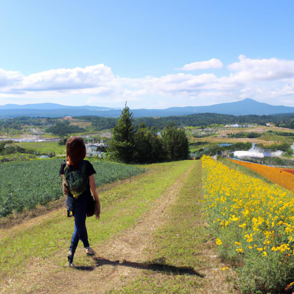 Person exploring Furano, Hokkaido