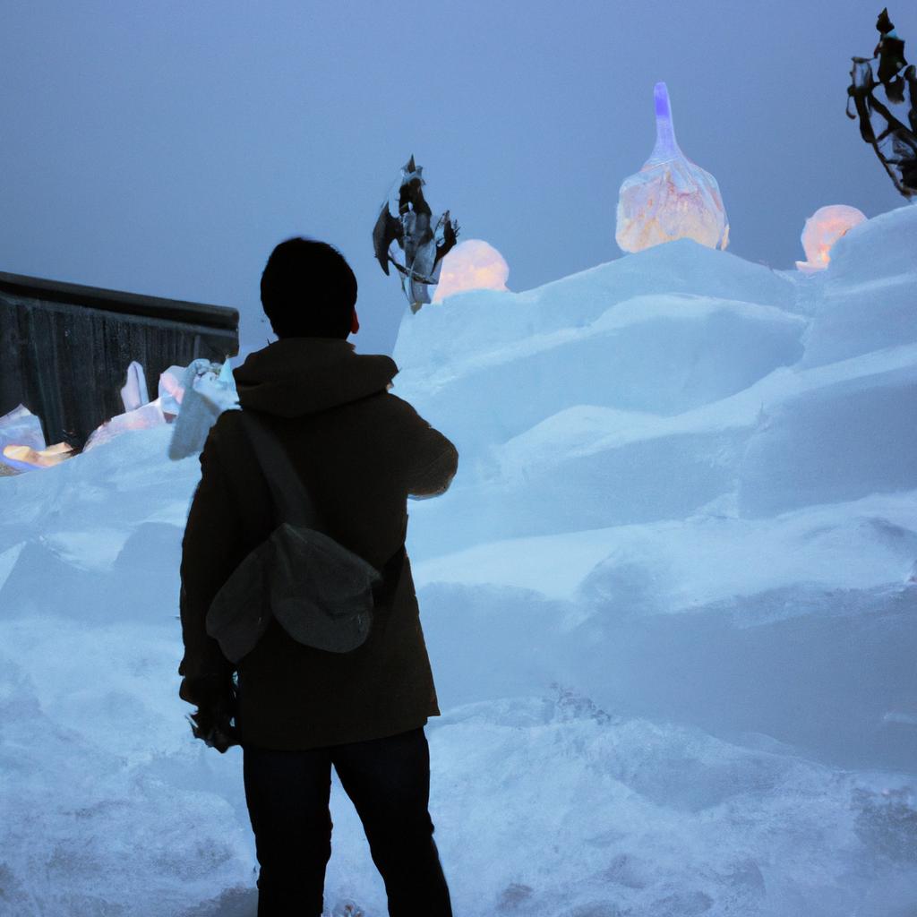 Person exploring Sapporo Snow Festival