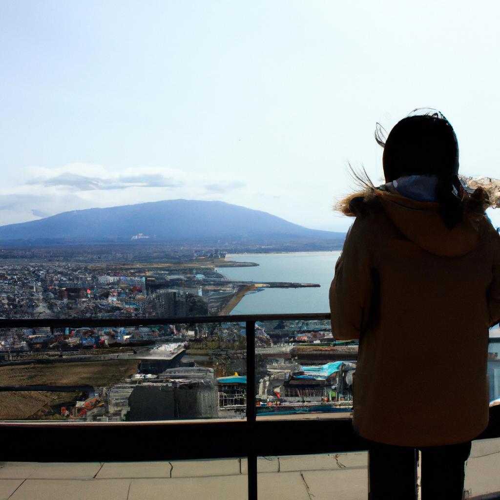 Person admiring Mount Hakodate view