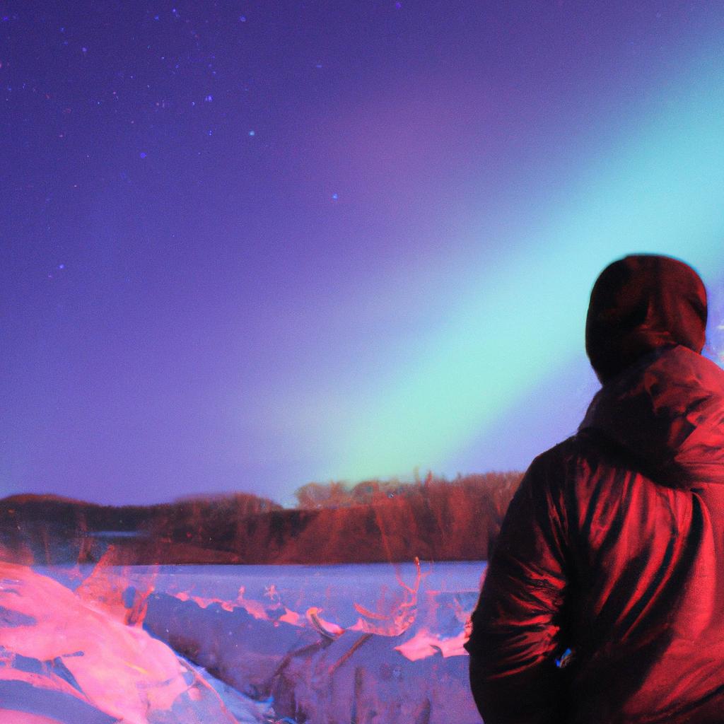 Person observing Northern Lights in Hokkaido