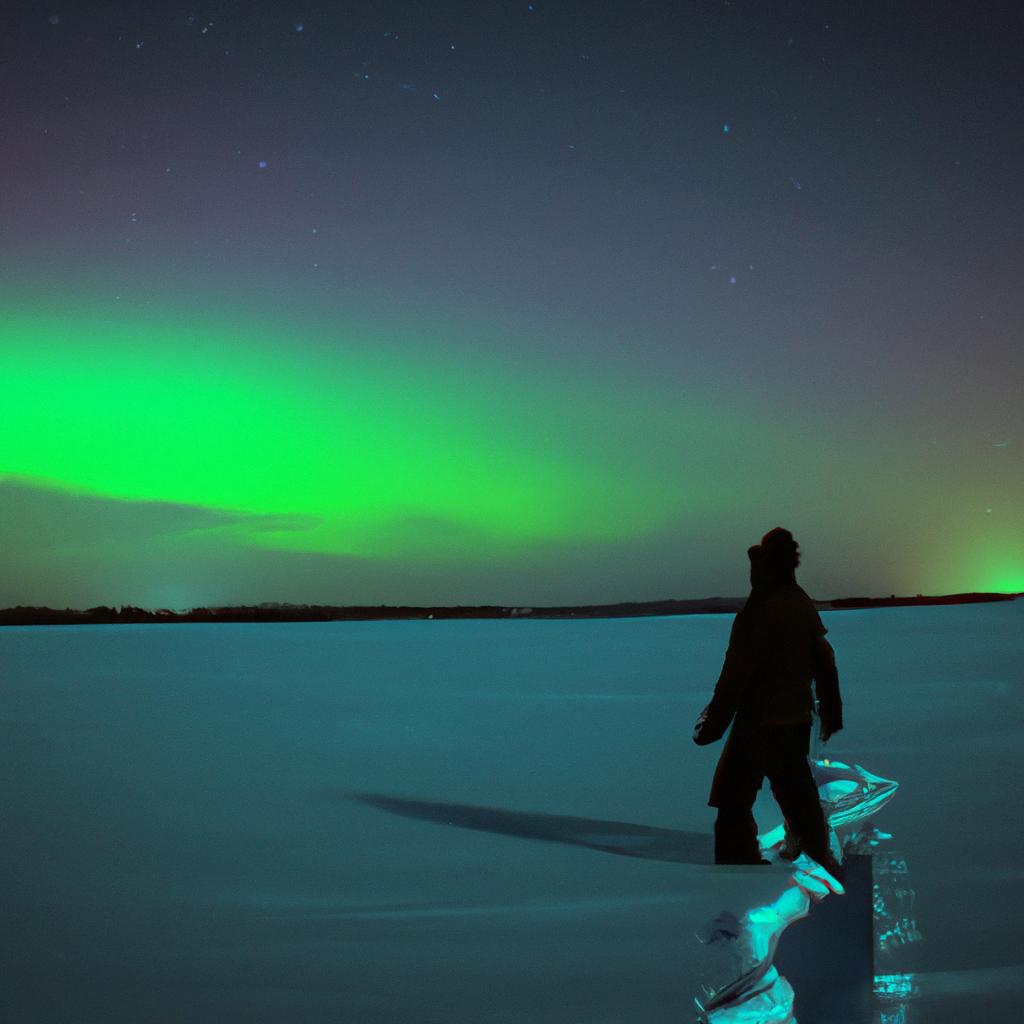 Person admiring Northern Lights