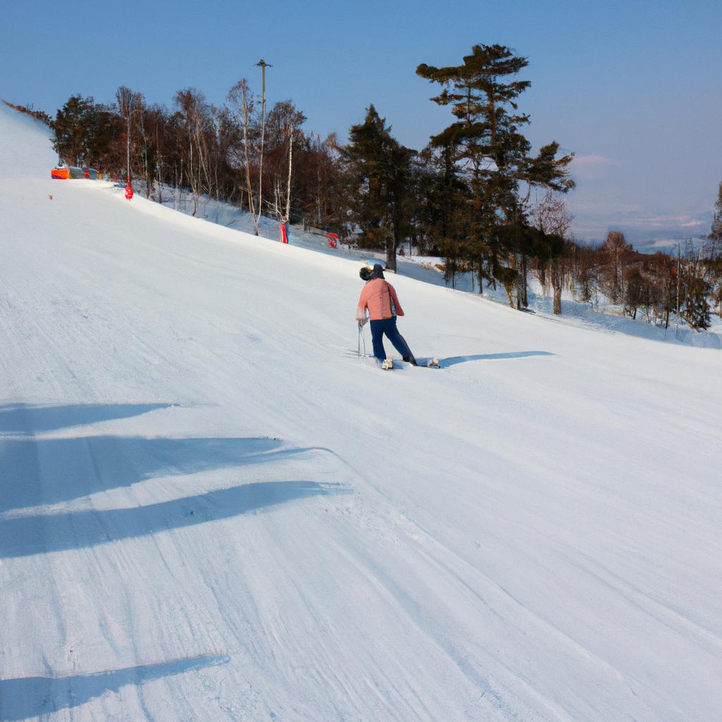 Person skiing in Furano