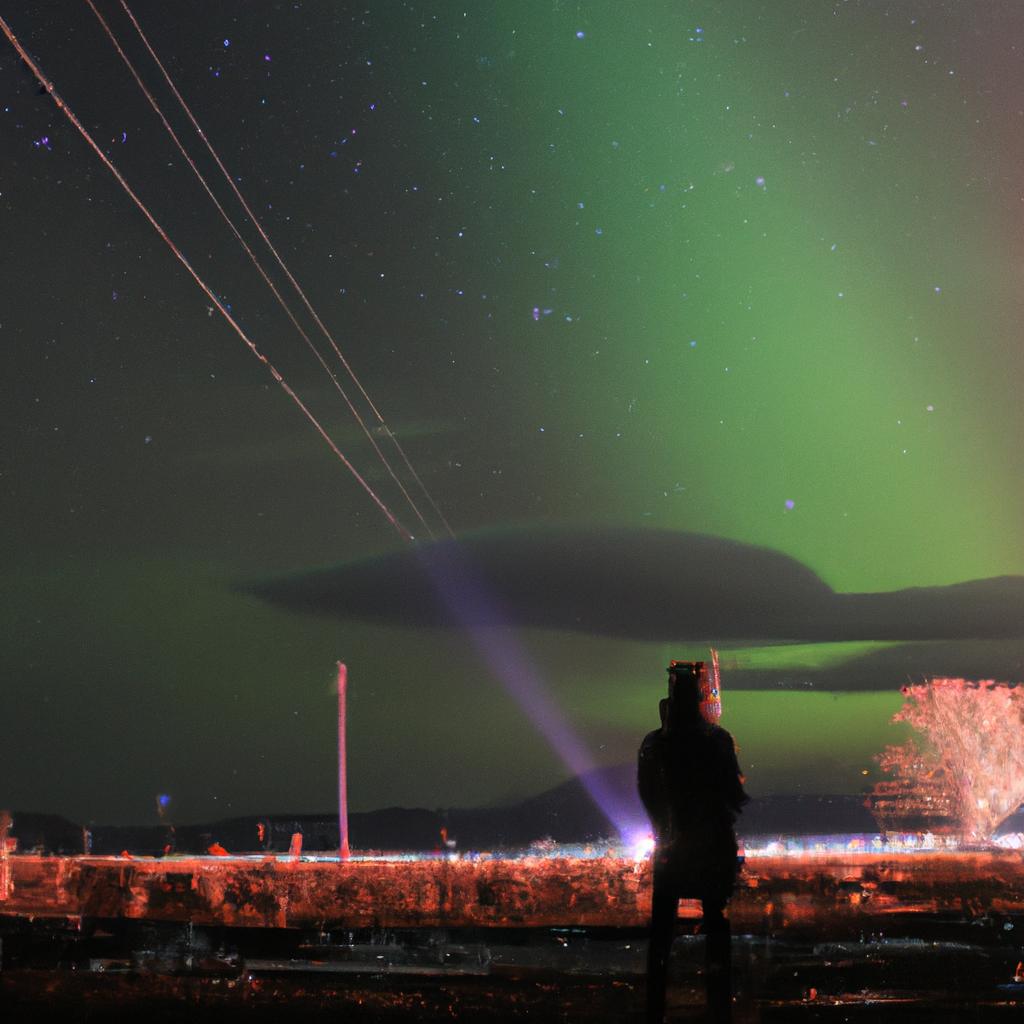 Person observing Northern Lights in Hokkaido
